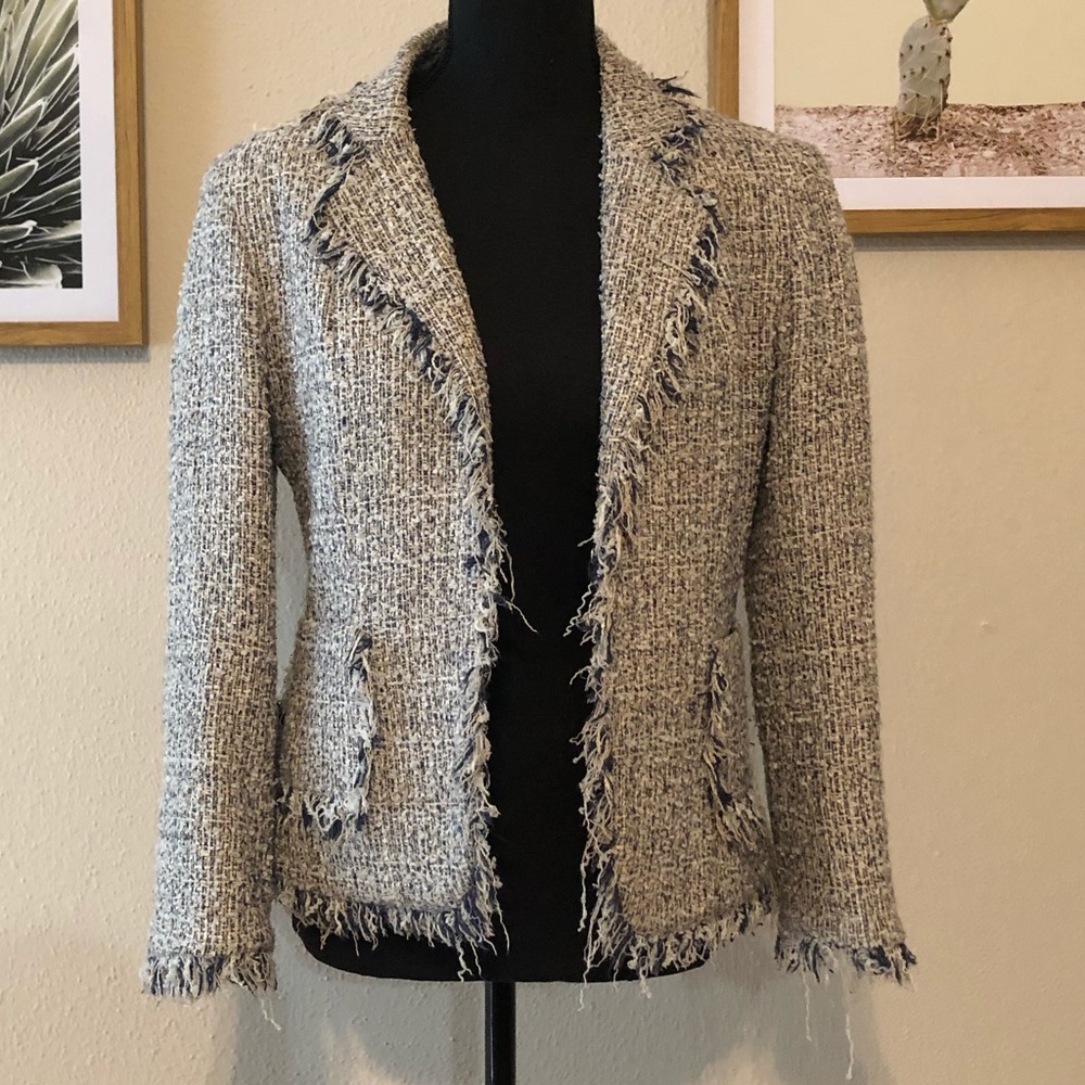 Fringe Trim Blazer Jacket